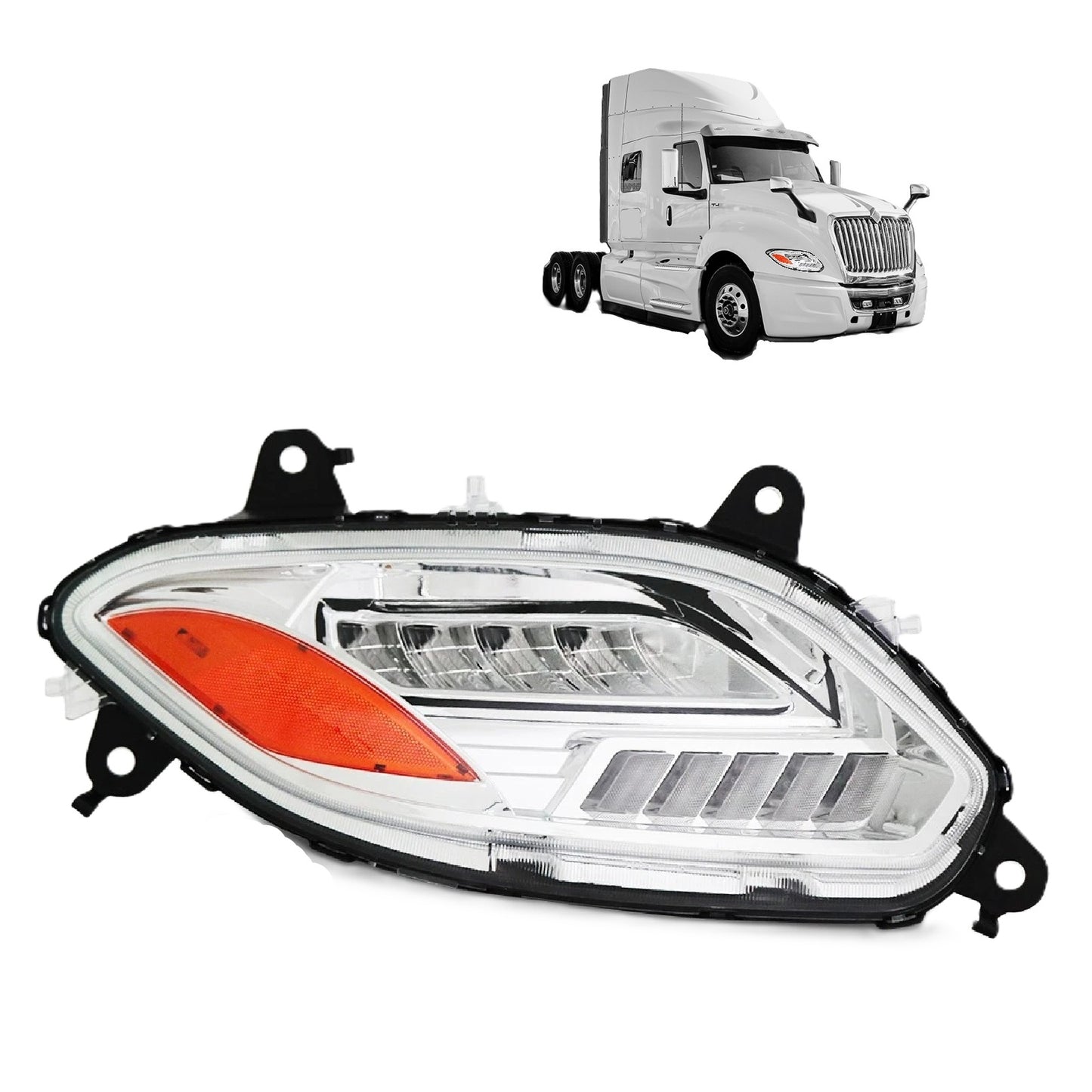 International LT625 2018+ Headlight, Silver reflective LED Headlights with DRL