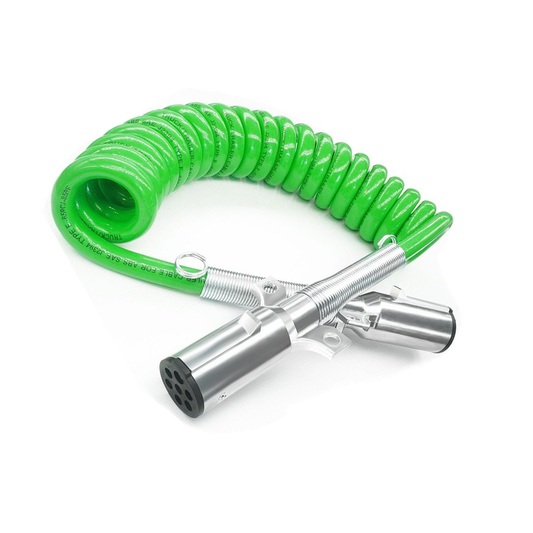 7 Way ABS 12FT Trailer Coiled Cord Green Electric Power Cable Cord