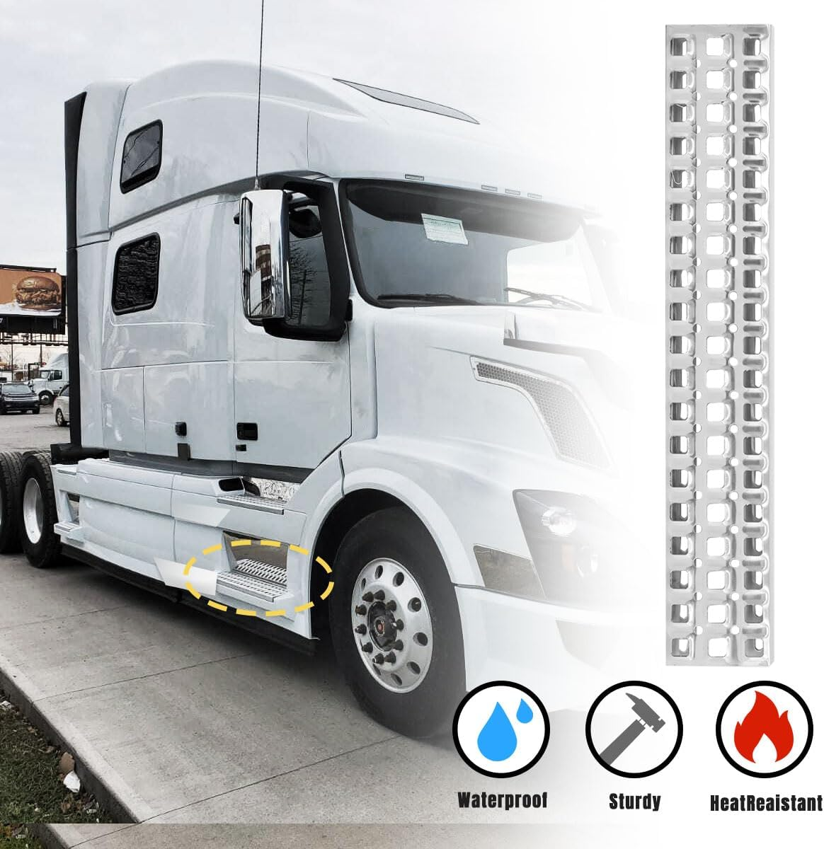 Front Fairing Aluminum Step Plate 28.5" Compatible with Volvo Truck VN VNL 2004+