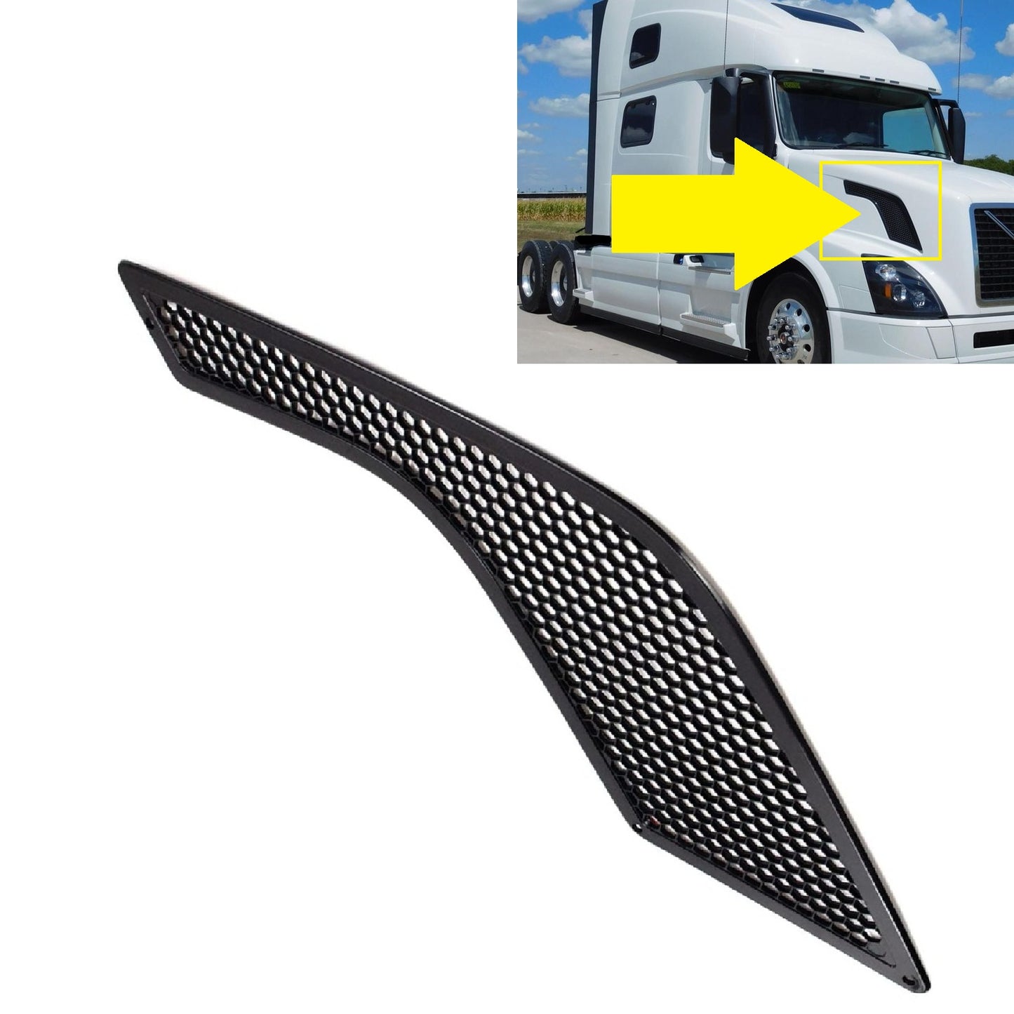 Air Hood Vents Grille for Volvo VNL 2004-2017, Black Air Intake Grille 20413696 20413695