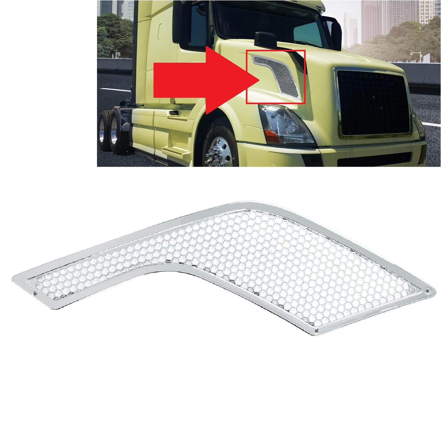 Hood Side Vent Grilles Compatible with Volvo VNL Trucks 2004-2017 Chrome Air Intake Grille 85104902 85104903