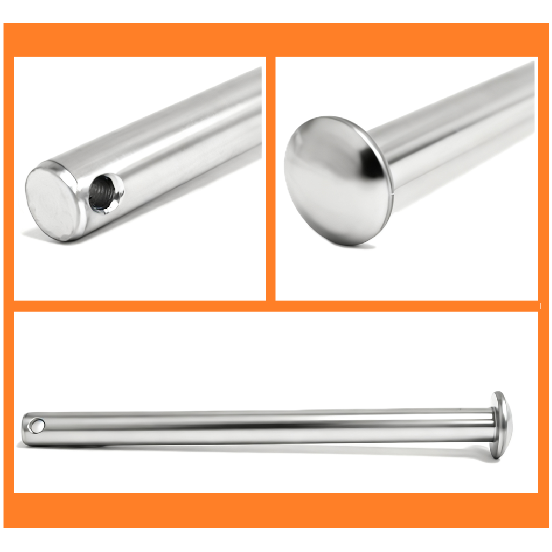 Hinge Pin Round Head (φ0.37" x 5.0") Trailer Door Repair, Replaces Great Dane 44573, Fleet Engineers 997-98015, Galvanized Carbon Steel