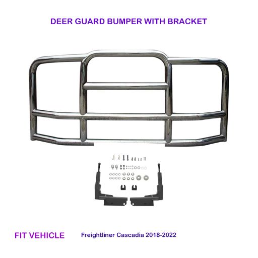 Deer Guard Bumper with Brackets for Freightliner Cascadia 2008-2022 Chrome