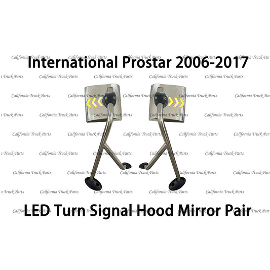 International Prostar LED Turn Signal Chrome Hood Mirror Pair 2008-2017
