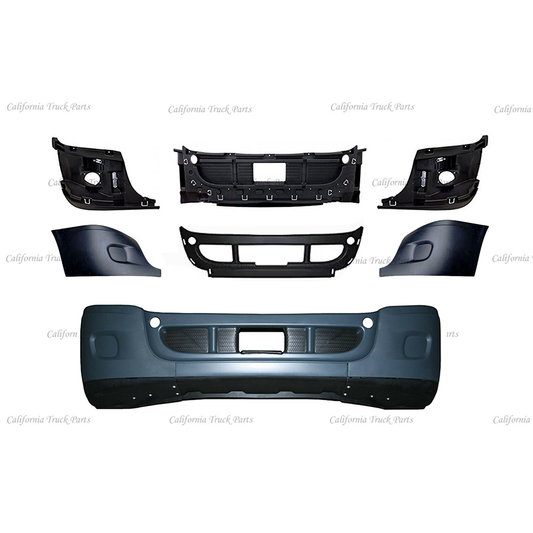 Freightliner Cascadia Complete Front Bumper Chrome/Black with Fog Lamp Hole 2008-2017