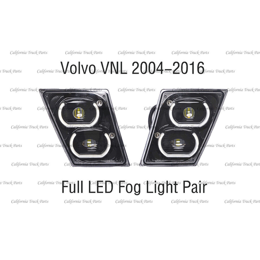Volvo VNL Fog Light Full LED Fog Lamps Black Housing Pair 2004-2017