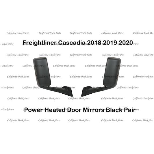 Freightliner Cascadia Door Mirror Powered and Heat Black/Chrome Pair 2018 2019 2020 2021 2022