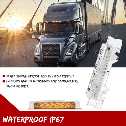 Amber 6LED Cab Roof Top Clearance Light Assembly Clear Lens Marker Running Lamps for Volvo 2004 VN/2003-2020 VNL Trucks