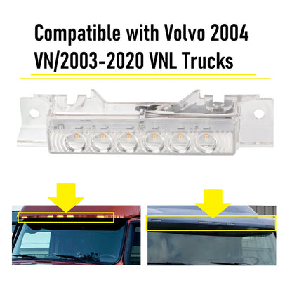 Amber 6LED Cab Roof Top Clearance Light Assembly Clear Lens Marker Running Lamps for Volvo 2004 VN/2003-2020 VNL Trucks