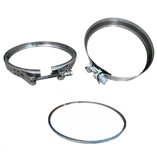 DPF Filter Clamp & Gasket Kit Compatible With Freightliner Cascadia 2008-2021 Detroit Diesel DD15 Diesel Particulate Filter Replaces OEM# A680950202 A6809950302 A6804910480