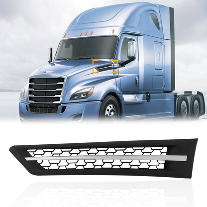 Chrome Cascadia Hood Side Grille Air Intake Vent Replacement with With Bug Screen for Freightliner Cascadia 2018+