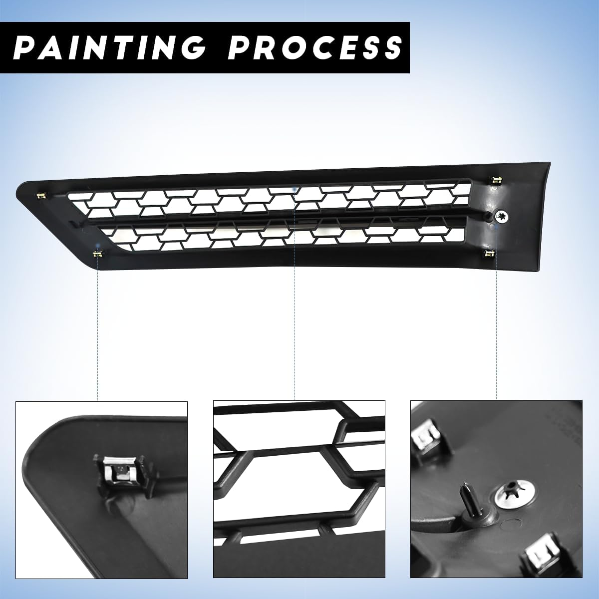 Chrome Cascadia Hood Side Grille Air Intake Vent Replacement with With Bug Screen for Freightliner Cascadia 2018+