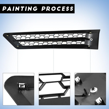 Chrome Cascadia Hood Side Grille Air Intake Vent Replacement with With Bug Screen for Freightliner Cascadia 2018+