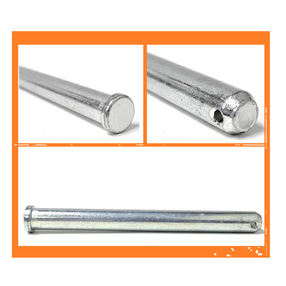Hinge Pin with End Hole for Cotter Pin (φ0.49" x 5.22"), Replaces  FLE997-98017 HP1631, Fruehauf & Miner Style, Galvanized Carbon Steel