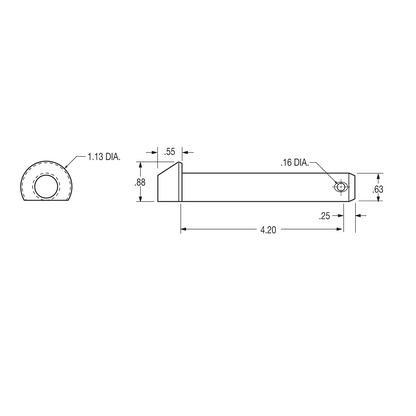 Hinge Pin with flat, pointed head hole (φ0.62" x 4.47") Trailer Door Repair, Replaces Utility 03-6101-0-008, Fleet Engineers 997-98019, Galvanized Carbon Steel