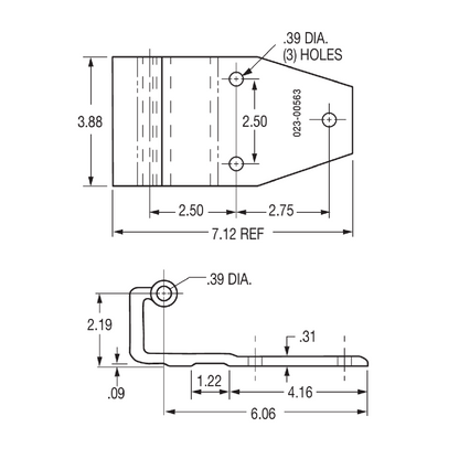 Great Dane 08138 Aluminum Swing Door Hinge &nbsp;7 1/8” L x 3 7/8” W, Aluminum 3 Hole Trailer Door Hinge
