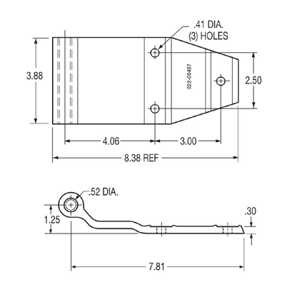Great Dane 31801018 Aluminum Swing Door Hinge 8 3/8” L x 3 7/8” W, Aluminum 3 Hole Trailer Door Hinge