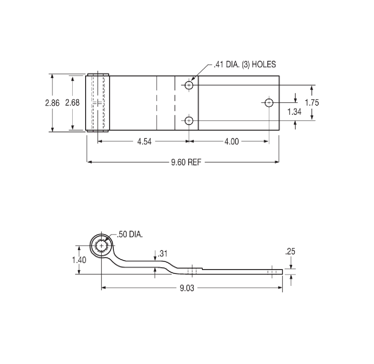 Stoughton 04-86386-001-00 Aluminum Swing Door Hinge  9 5/8” L x 2 13/16” W, Aluminum 3 Hole Trailer Door Hinge