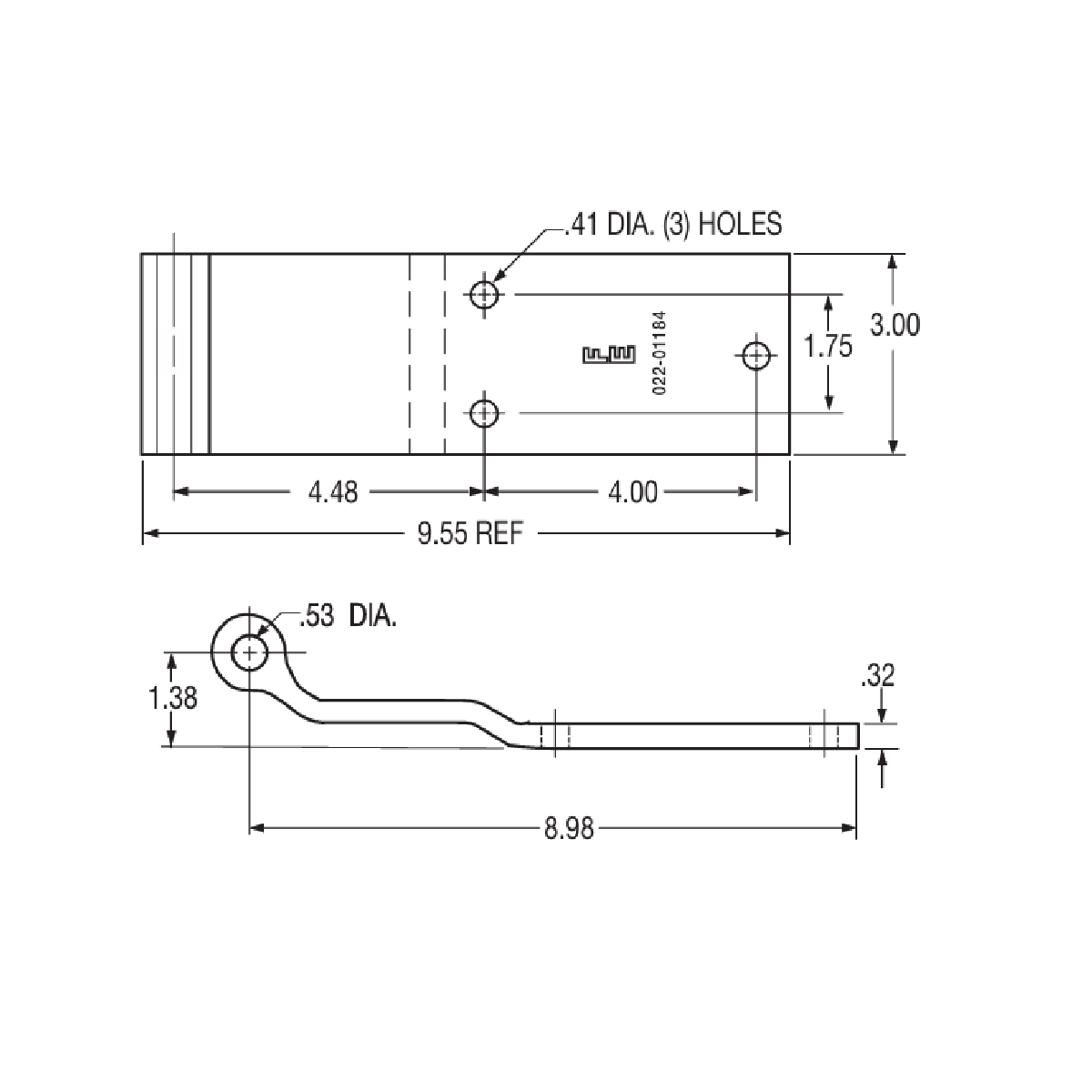 Utility 03-4100-0-022 Aluminum Swing Door Hinge 9.55"X3", Aluminum 3 Hole Trailer Door Hinge