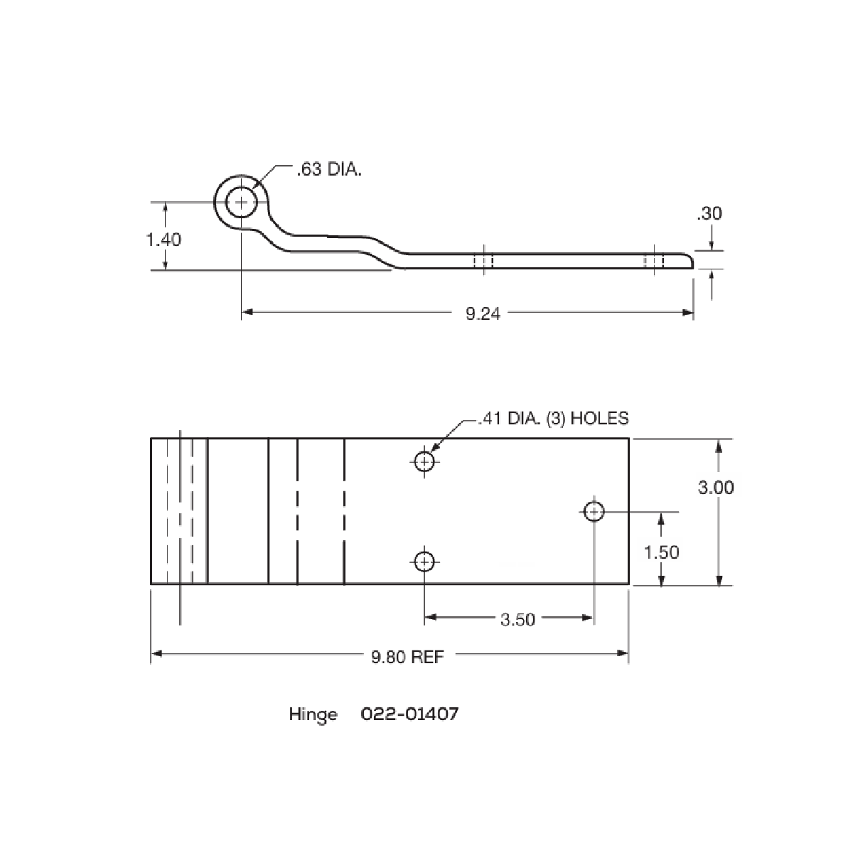 Vanguard RFP00127 Aluminum Swing Door Hinge 9 3/4” L x 3” W, Aluminum 3 Hole Trailer Door Hinge