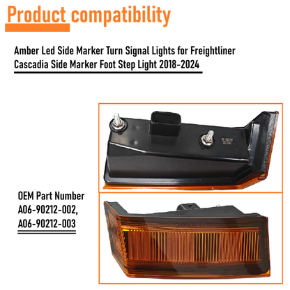Freightliner Cascadia 2018+ Amber 6 LED Turn Signal Light, Foot Step Marker Lamp
