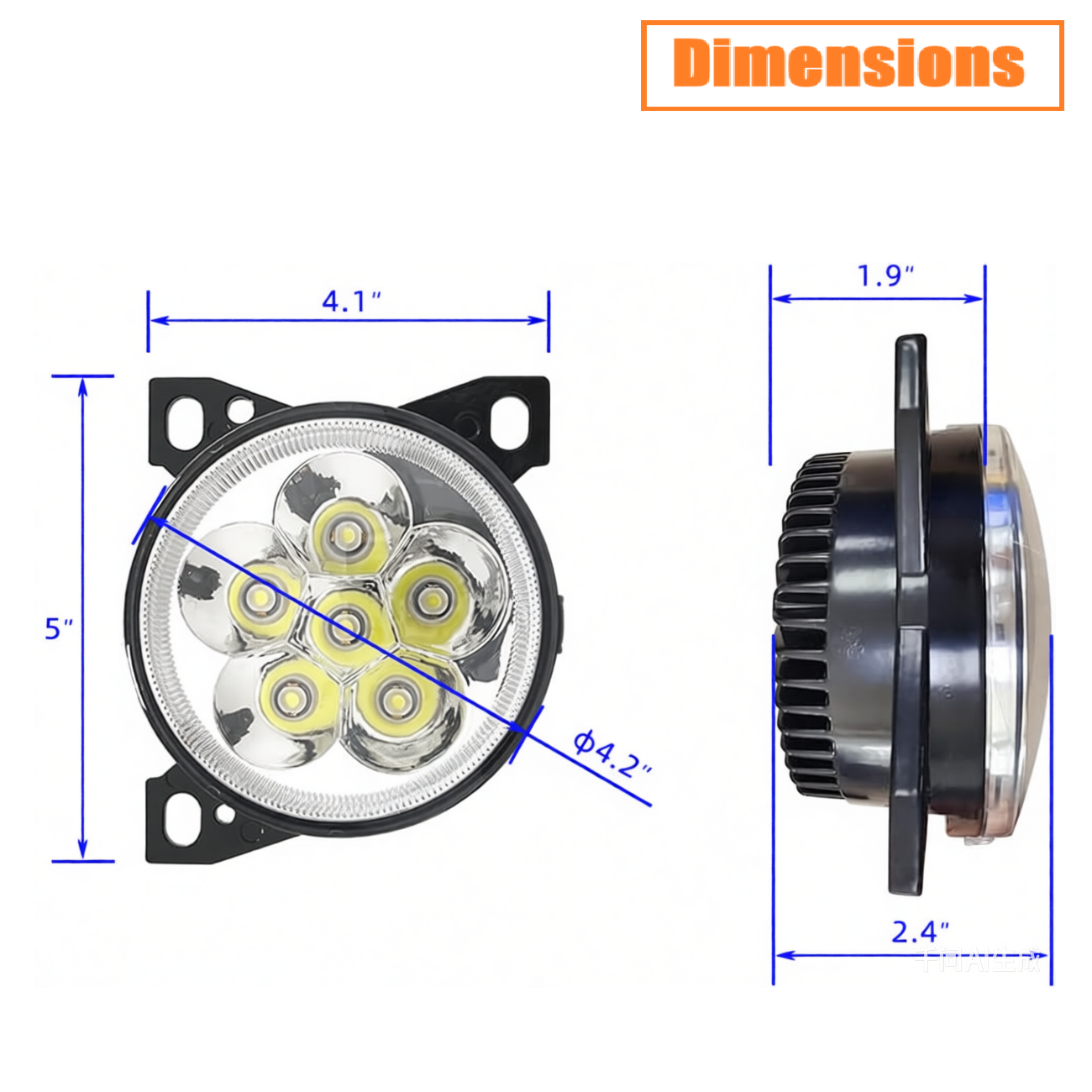 Full LED Fog Light Chrome for Kenworth T660 2008-2015, Peterbilt 579 2013 2014 2015, Peterbilt 587 2011 2012 2013 2014 2015 Models DOT SAE Approved | Left Driver / Right Passenger Side