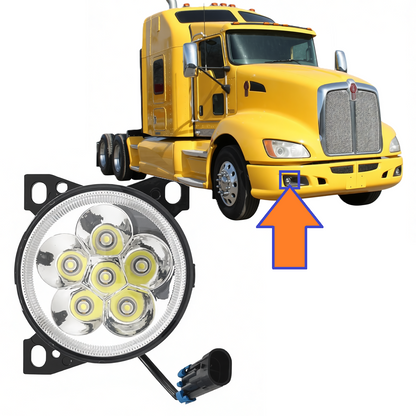 Full LED Fog Light Chrome for Kenworth T660 2008-2015, Peterbilt 579 2013 2014 2015, Peterbilt 587 2011 2012 2013 2014 2015 Models DOT SAE Approved | Left Driver / Right Passenger Side