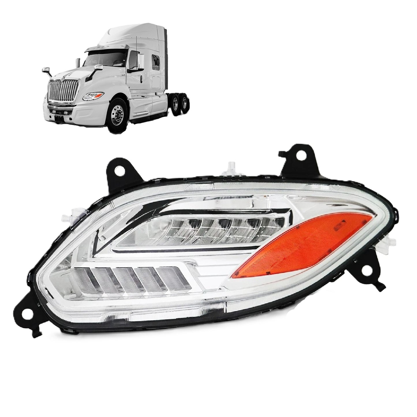 International LT625 2018+ Headlight, Silver reflective LED Headlights with DRL