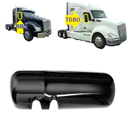Chrome / Black Door Mirror Cover Replacement for Kenworth T680 / T880 – Driver (Left) / Passenger (Right) Side
