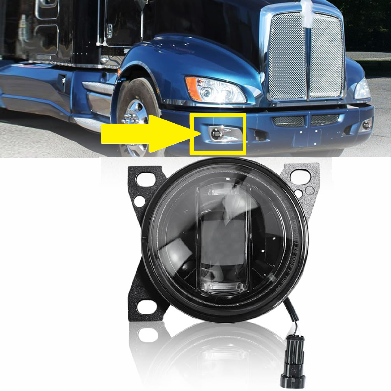 Chrome 12V LED Fog Lights Compatible with Peterbilt 579 587 Kenworth T660 2013-2020