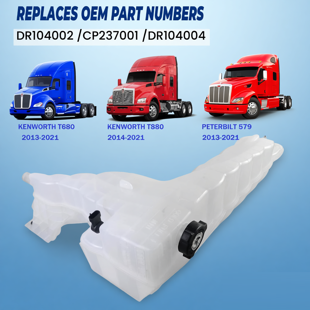 Heavy Duty Coolant Tank Reservoir Compatible with Kenworth T680 (2013-2021) T880 (2014-2021) Peterbilt 579 (2013-2021) Semi Trucks | Replaces CP237001 DR104002 DR104004