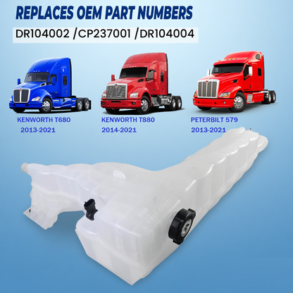 Heavy Duty Coolant Tank Reservoir Compatible with Kenworth T680 (2013-2021) T880 (2014-2021) Peterbilt 579 (2013-2021) Semi Trucks | Replaces CP237001 DR104002 DR104004