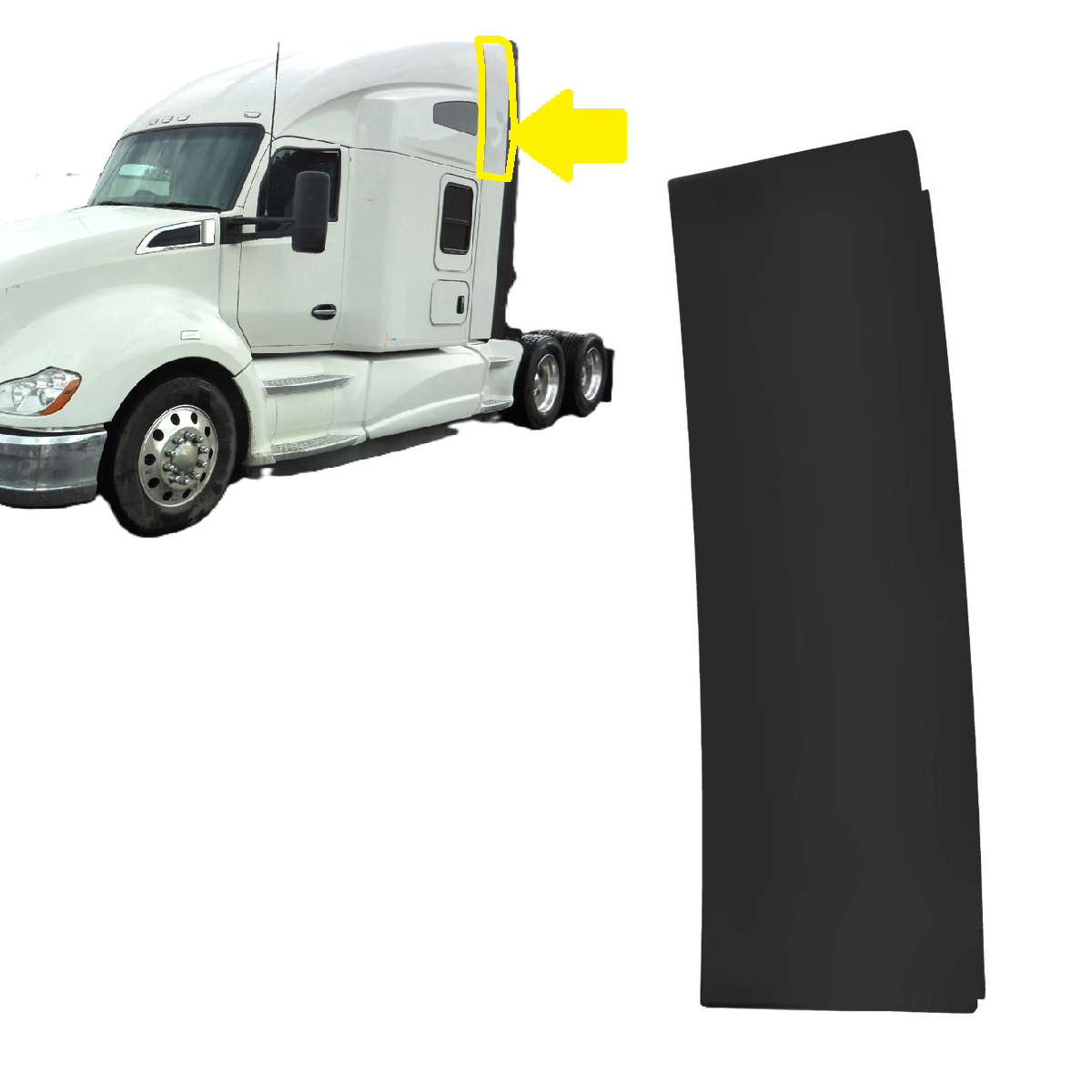 Behind Cab Cabin Sleeper Fairing Lower / Upper for 2013–2021 Kenworth T680 – Black | Left Driver / Right Passenger Side