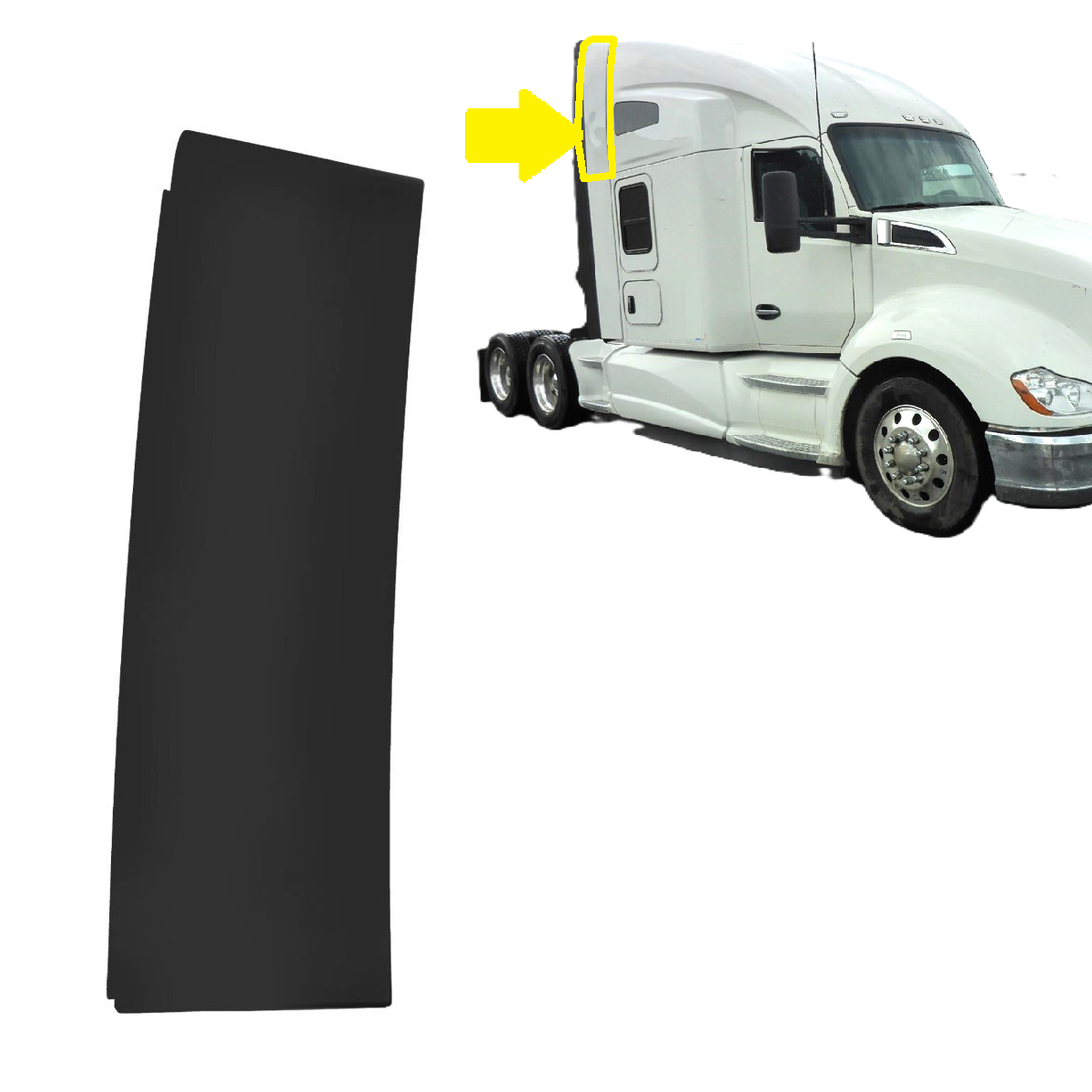 Behind Cab Cabin Sleeper Fairing Lower / Upper for 2013–2021 Kenworth T680 – Black | Left Driver / Right Passenger Side