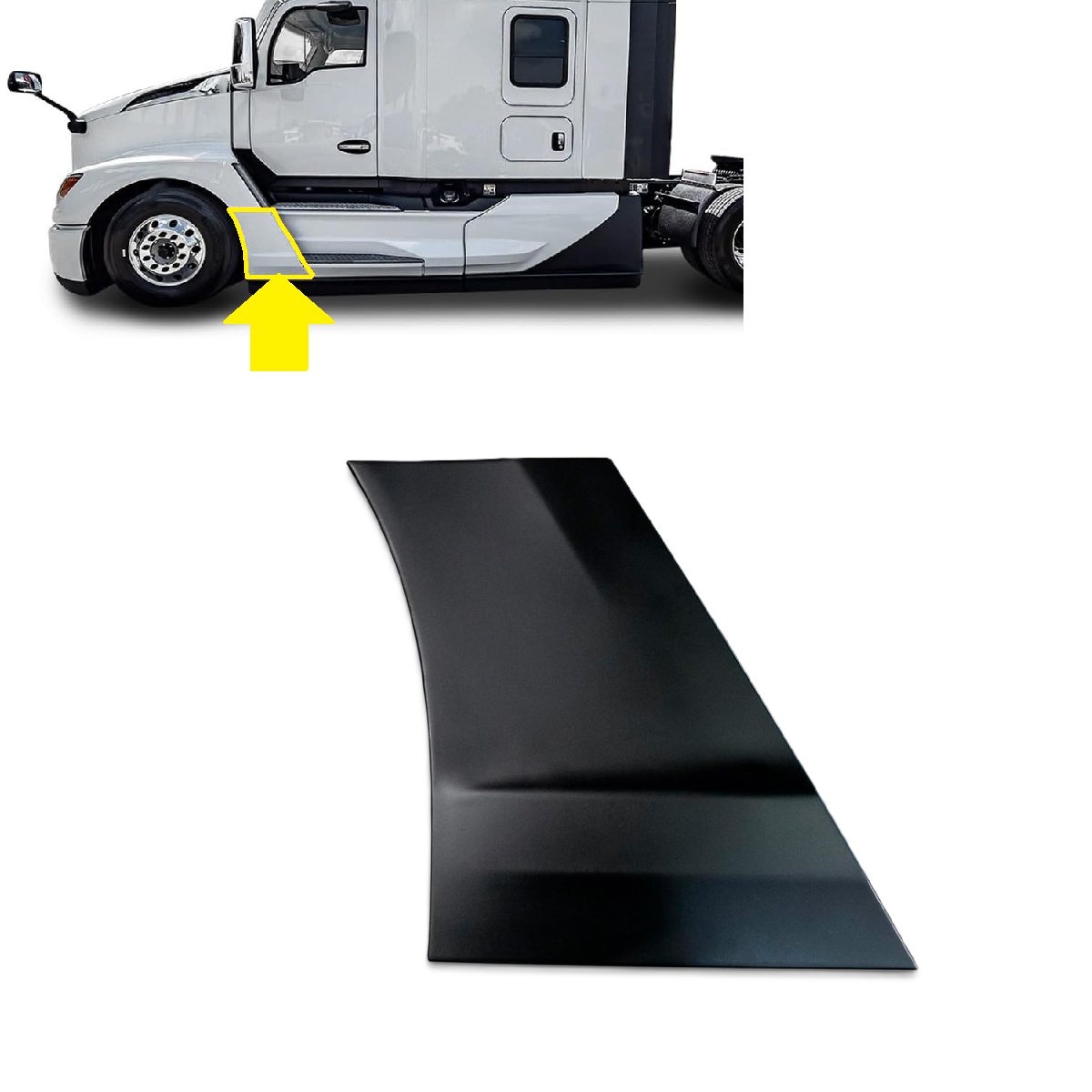 Black Front Fairing Sail Panel (Skirt Panel) for Kenworth T680 Next Gen 2022-2024