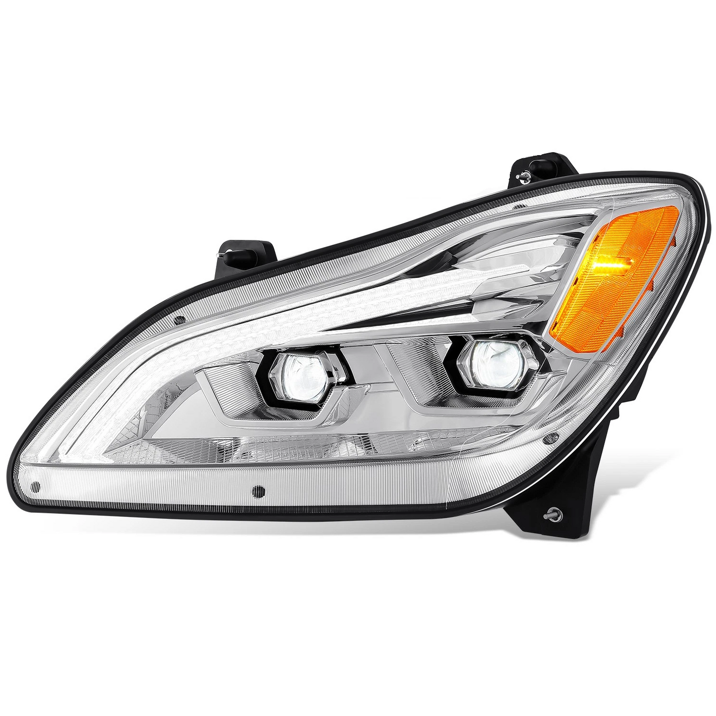 KENWORTH T680 NEXT GEN 2022-2025 LED DRL Projector Headlight with Switchback Signal Chrome