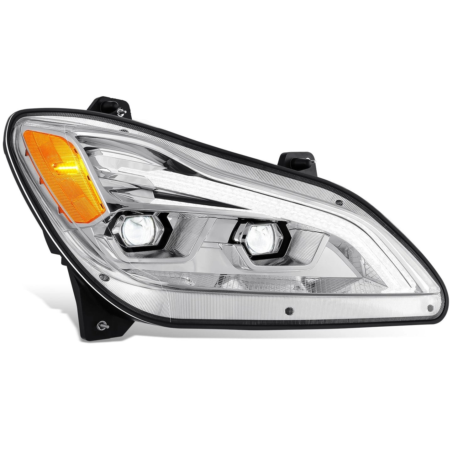 KENWORTH T680 NEXT GEN 2022-2025 LED DRL Projector Headlight with Switchback Signal Chrome
