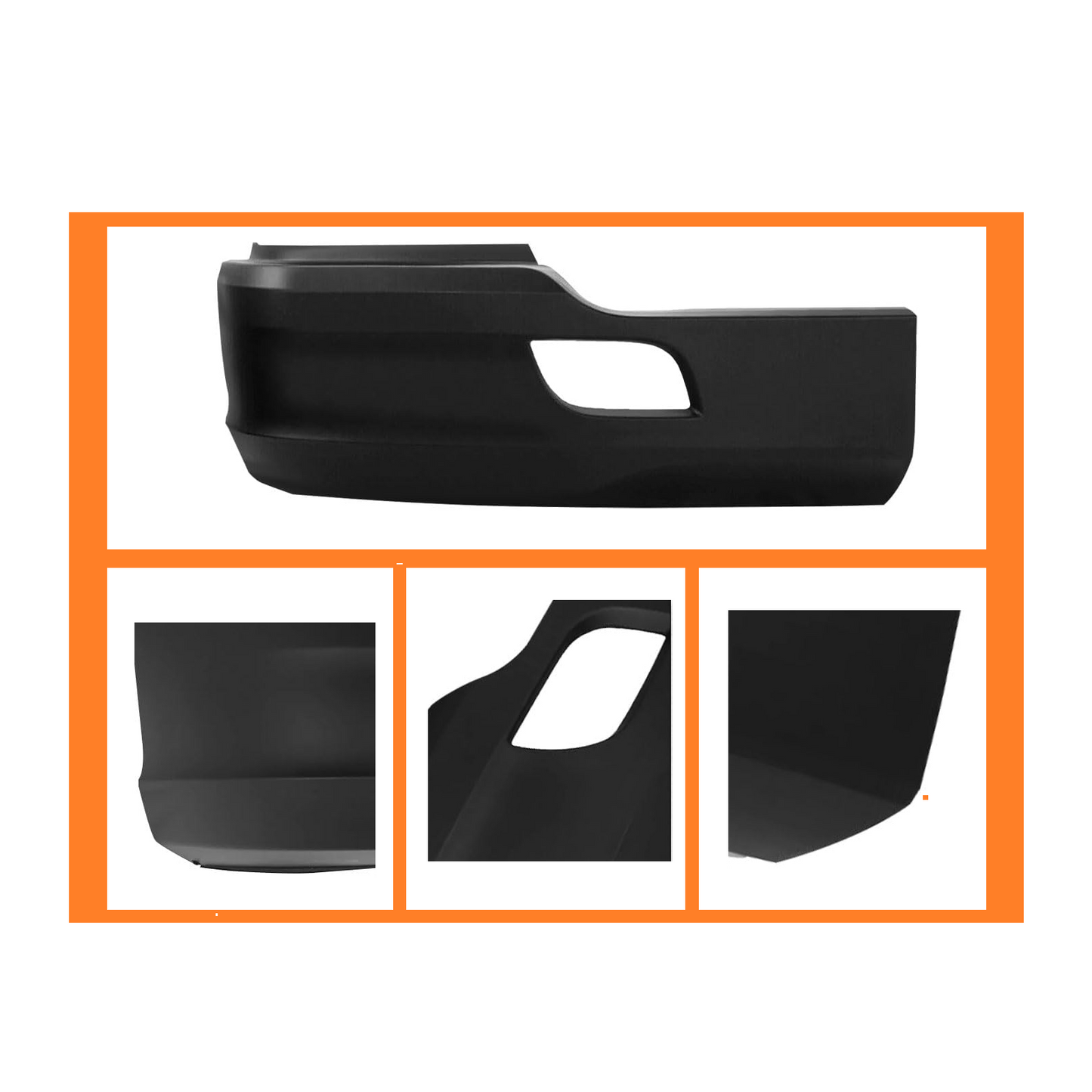 Black/ Chrome Front Bumper without Fog Light Hole for 2011-2021 Kenworth T680 Driver (LEFT) / Passenger (RIGHT) Side