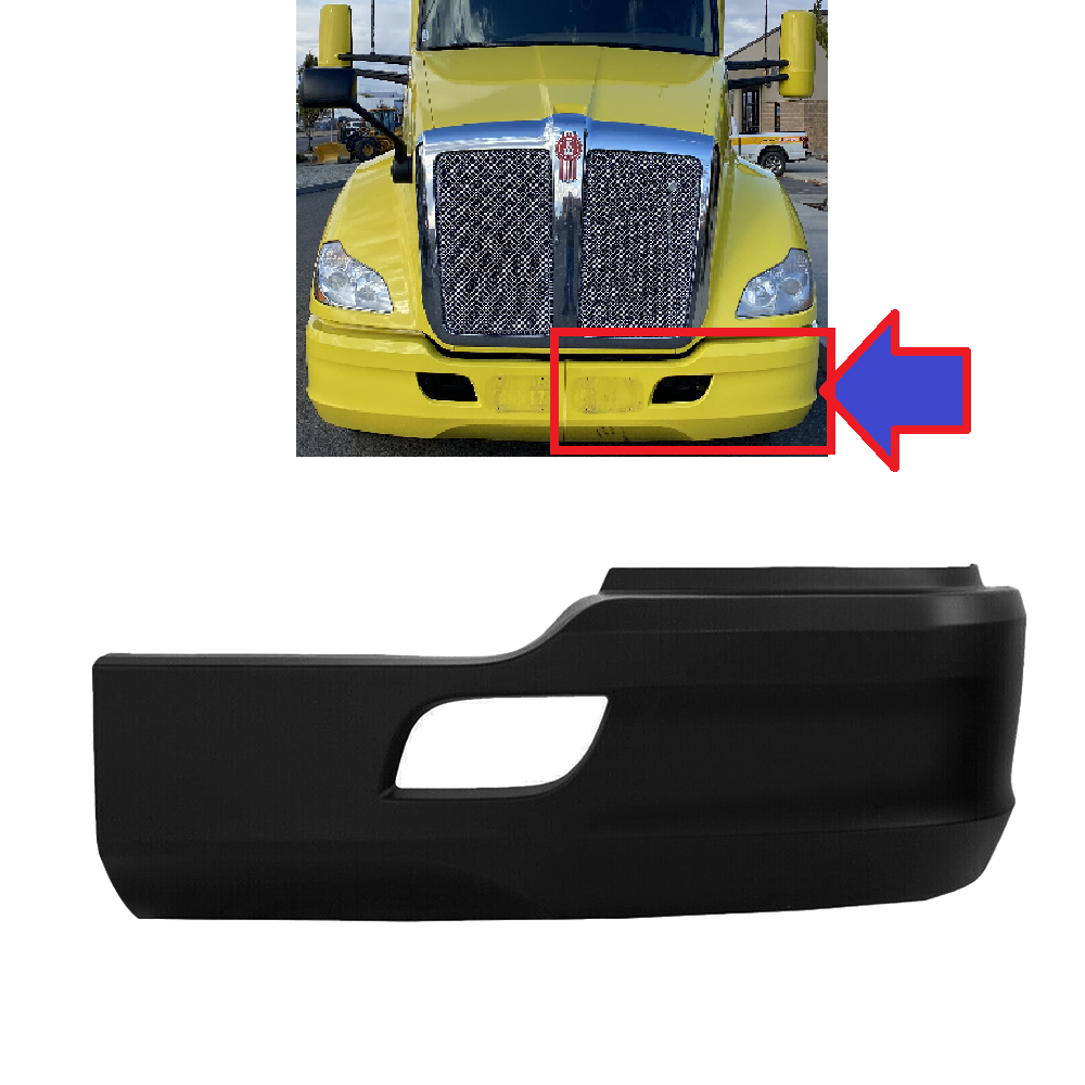 Black/ Chrome Front Bumper without Fog Light Hole for 2011-2021 Kenworth T680 Driver (LEFT) / Passenger (RIGHT) Side