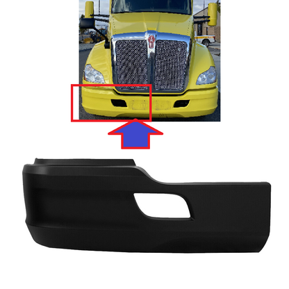 Black/ Chrome Front Bumper without Fog Light Hole for 2011-2021 Kenworth T680 Driver (LEFT) / Passenger (RIGHT) Side