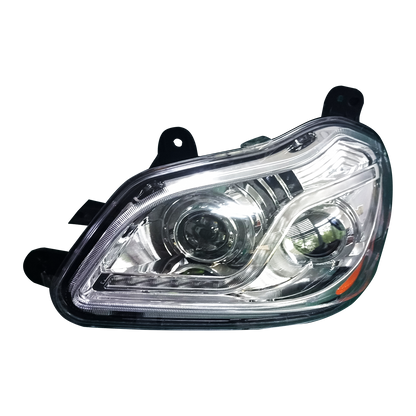 Headlight Assembly for Kenworth T680 2013–2021 with LED Light Bar and Projector Headlights – Driver Side (Left) & Passenger Side (Right) – Black/Chrome