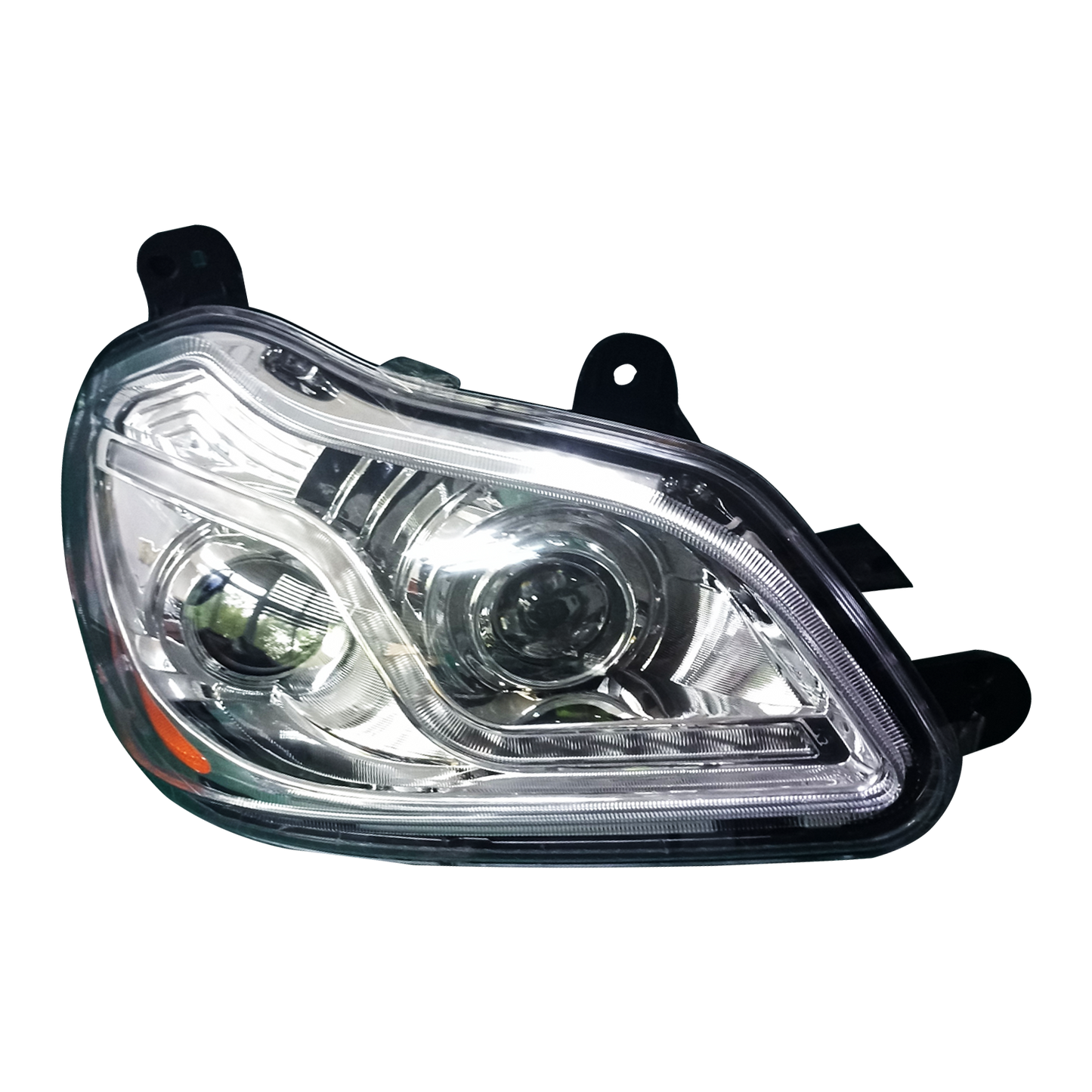 Headlight Assembly for Kenworth T680 2013–2021 with LED Light Bar and Projector Headlights – Driver Side (Left) & Passenger Side (Right) – Black/Chrome