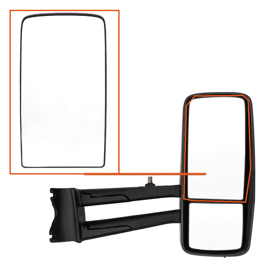 Door Mirror Main Glass - Upper Large Glass with Heated for Kenworth T680 T880 2013-2021 - Driver/Left & Passenger/Right Universal side