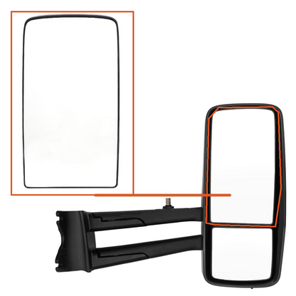 Door Mirror Main Glass - Upper Large Glass with Heated for Kenworth T680 T880 2013-2021 - Driver/Left & Passenger/Right Universal side