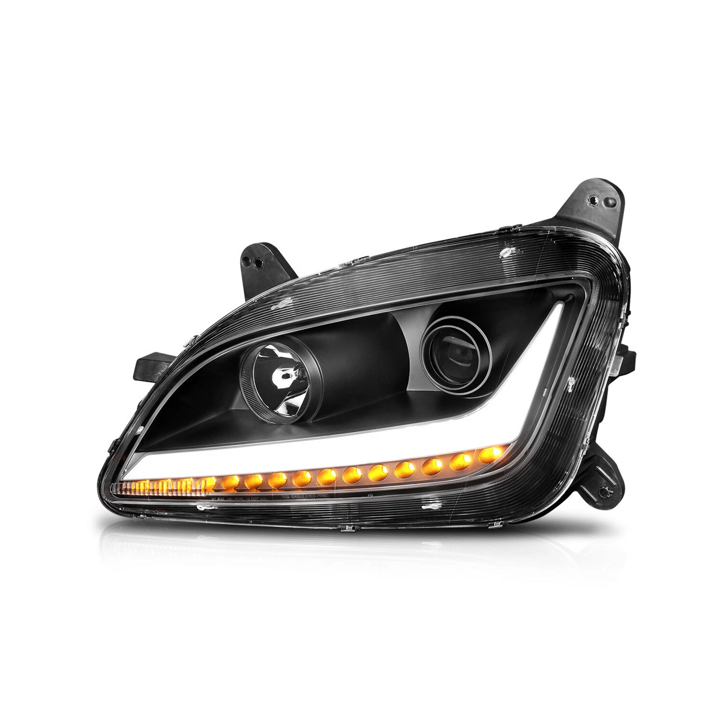 OE Style Halogen Headlight Projector w/LED Light Bar LED Turn Signal Assembly for 2011-2021 Peterbilt 579