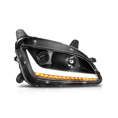 OE Style Halogen Headlight Projector w/LED Light Bar LED Turn Signal Assembly for 2011-2021 Peterbilt 579
