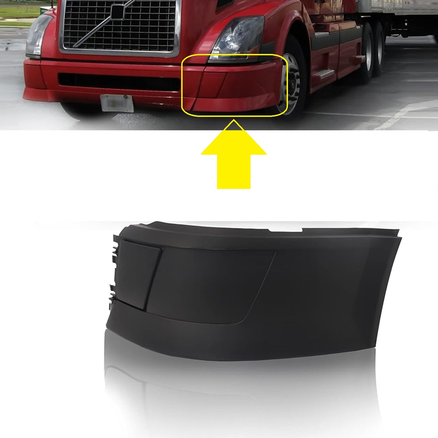 Side Bumpers Corner without Fog Light Holes for 2004-2014 Volvo VNL Semi Truck