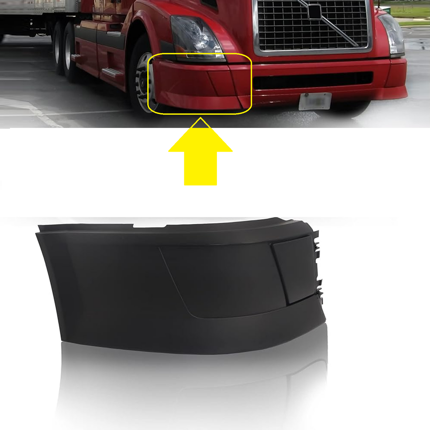 Side Bumpers Corner without Fog Light Holes for 2004-2014 Volvo VNL Semi Truck