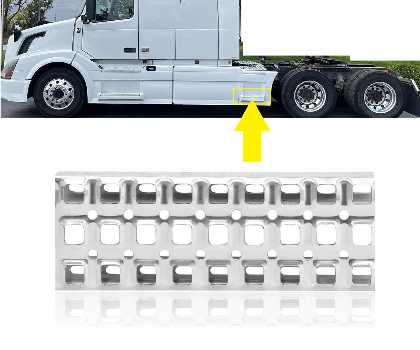 Rear Fairing Aluminum Step Plate 13.5" Compatible with Volvo Truck VN VNL 2004+