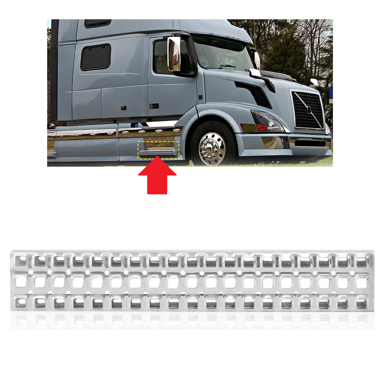 Front Fairing Aluminum Step Plate 28.5" Compatible with Volvo Truck VN VNL 2004+